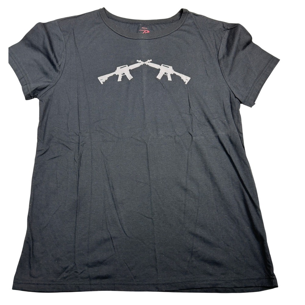 Rothco Womens Black Crossed Rifles Graphic Tee Shirt Size XL XLarge RN 37572